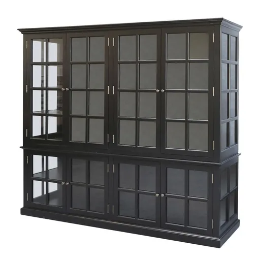 Černá dřevěná knihovna / vitrína s policemi Marseille - 220*55*195 cm 40020324