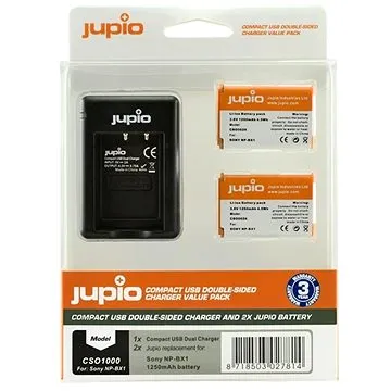 Jupio 2x NP-BX1 - 1250 mAh + nabíječka pro Sony (CSO1000)