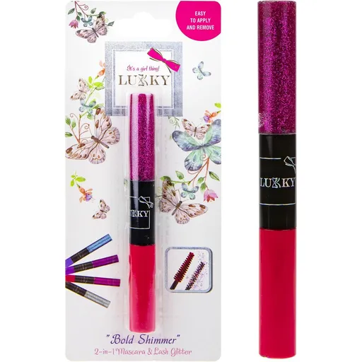 LUKKY 2 v 1 řasenka a třpytky na řasy červená