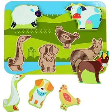 Lucy & Leo 226 Zvířátka na farmě - dřevěné vkládací puzzle 7 dílů (4897059892269)