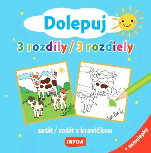 Dolepuj 3 rozdíly - sešit s kravičkou + samolepky