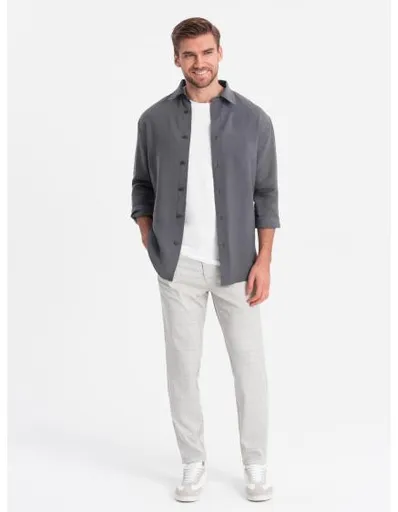 Pánské kalhoty klasického střihu kostkované V1 OM-PACP-0187 béžové