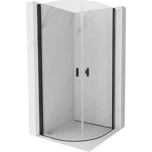 MEXEN MIST dveřní část čtvrtkruhová (2d) 80x80x200 cm 6mm černá, čirá 8A31-080-080-70-00