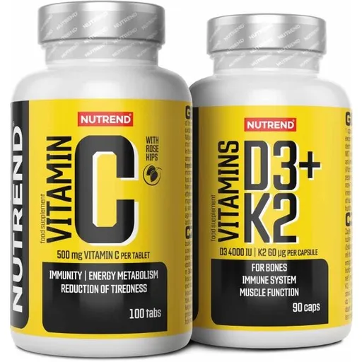 Nutrend VITAMIN C SE ŠÍPKY 100 TABLET + VITAMINS D3+K2 90 KAPSLÍ Doplněk stravy, , velikost