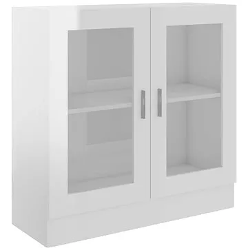Shumee prosklená skříň bílá vysoký lesk 82,5×30,5×80 cm dřevotříska, 802747 (802747)