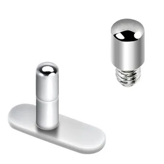 Násada implantátu microdermal, z oceli 316L, stříbrná barva, 2 mm