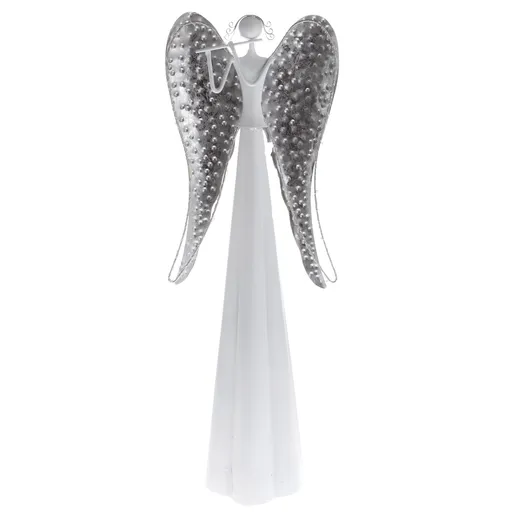 Kovový anděl se svítícími křídly, 64 cm, LED světlo