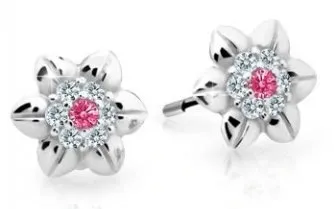 Cutie Jewellery Krásné dětské náušnice z bílého zlata C2202-30-X-2 fuchsiová