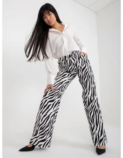 Dámské kalhoty se širokými nohavicemi CORINE černobílé