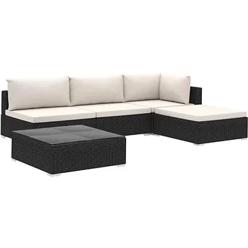 5dílná zahradní sedací souprava s poduškami polyratan černá 46782 46782 (46782)