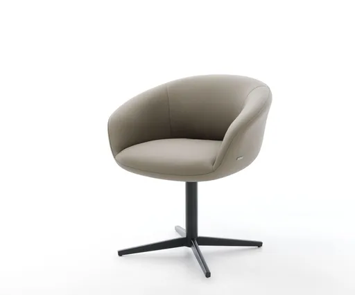 Jídelní židle Vinka-Flex s područkami pravá kůže béžová podnož