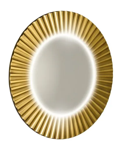 SAPHO PRIDE STRIP kulaté zrcadlo s LED osvětlením v rámu ø 75cm, zlato PD750