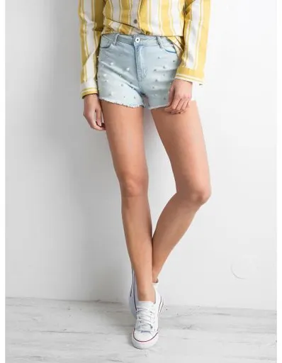 Dámské šortky s perlami džínové PERL světle modré