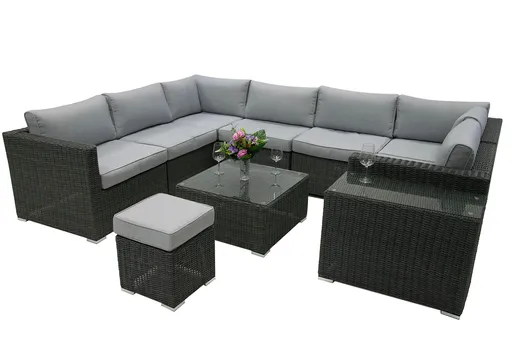 DEOKORK Ratanová variabilní sestava SEVILLA pro 8 osob (antracit)