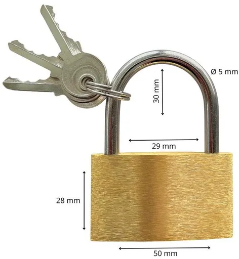 Zámek visací mosazný, 50 mm (123050)
