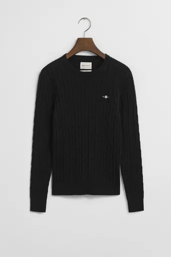 SVETR GANT STRETCH COTTON CABLE C-NECK BLACK
