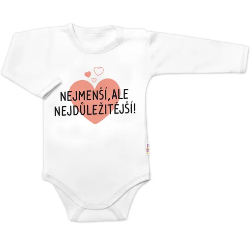 Baby Nellys Body dlouhý rukáv, Nejmenší, ale nejdůležitější,  bílé vel.  62