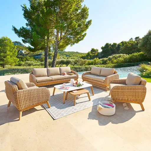 DEOKORK Luxusní ratanová sestava SUNSHINE pro 7 osob