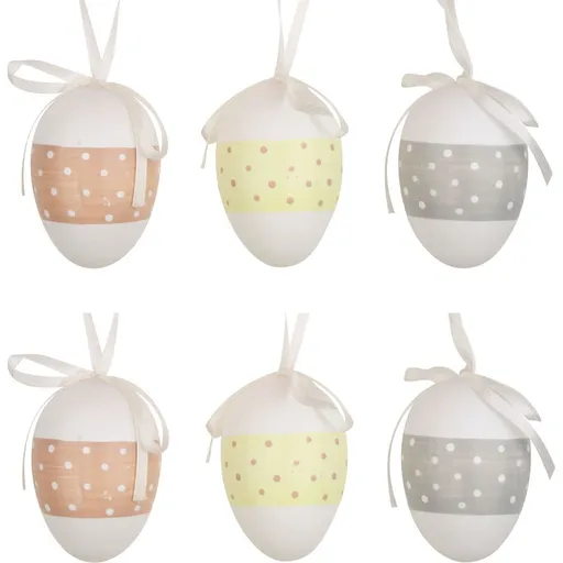 Vajíčka s puntíky plastová na zavěšení 6 cm, 6 ks