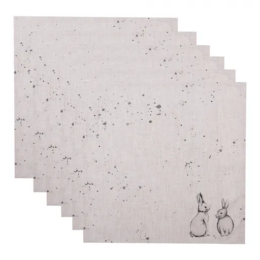 Set 6 ks béžové textilní ubrousky s králíčkem Bunny Buddies - (6) 40*40 cm BNS43