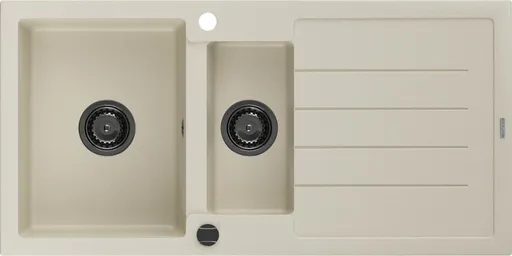 MEXEN/S Andres granitový dřez s odkapávačem 1000 x 500 mm, béžová, černý sifon 6515101510-69-B