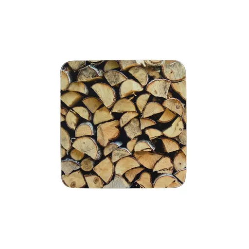 6ks pevné korkové podtácky s motivem dřeva Fireplace wood - 10*10*0,4cm SCOZHB