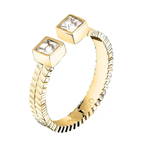 Morellato Otevřený pozlacený prsten s krystaly Gioia SAVY4001 56 mm