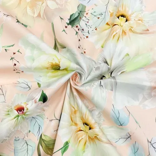 Bavlněná látka SATIN Oahu pink digital print