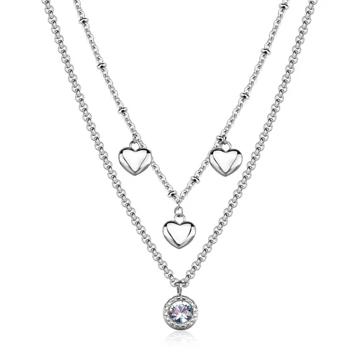S'Agapõ Dvojitý ocelový náhrdelník s přívěsky Aurora SAR58