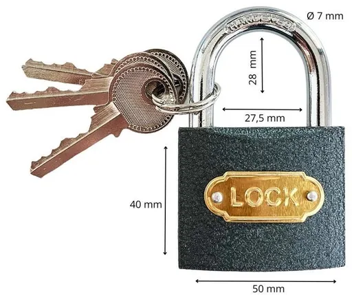 Zámek visací ocelový, 50 mm (123250)