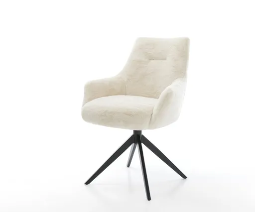 Jídelní židle Alja-Flex s područkami plyšový manšestr krémová