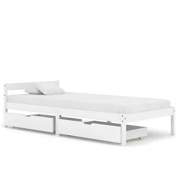 Shumee se 2 zásuvkami bílý masivní borovice 100×200 cm, 3060415 (3060415)