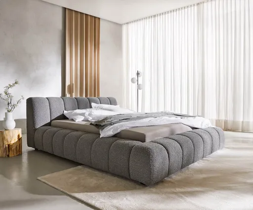 Čalouněná postel Cutio 140x200 cm bouclé stříbrně šedá