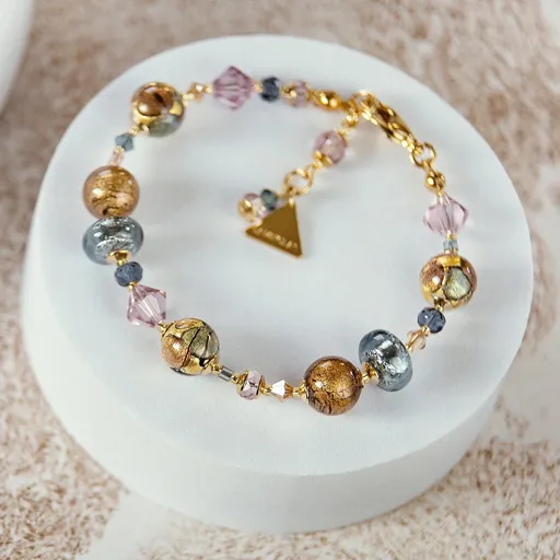 Lampglas Náramek Art Nouveau s 24karátovým zlatem a ryzím stříbrem v perlách Lampglas BP48