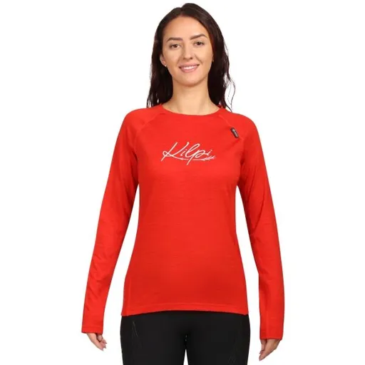 KILPI MAVORA TOP Dámské termo triko z merino vlny, červená, velikost