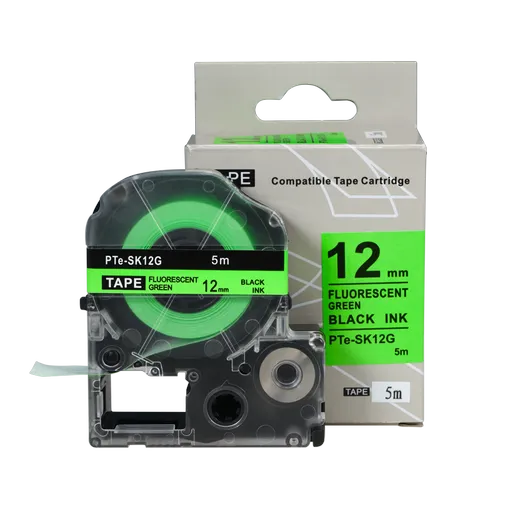 Epson SK12G, 12mm x 5m, černý tisk / fluorescenční zelený podklad, kompatibilní páska