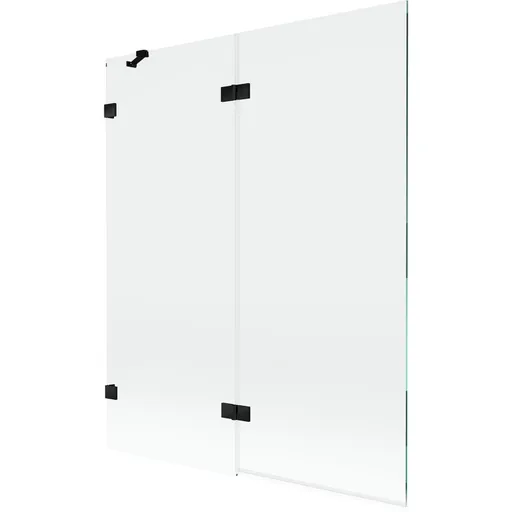 MEXEN/S Lunar vanová zástěna 2-křídlová levá 140 x 150, transparent, černá 897-140-100-70-00-L