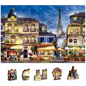 Wooden city Dřevěné puzzle Snídaně v Paříži 2v1, 75 dílků eko (5904151820553)