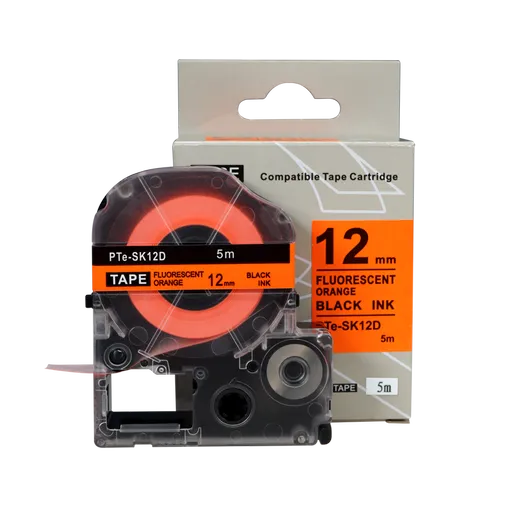 Epson SK12D, 12mm x 5m, černý tisk / fluorescenční oranžový podklad, kompatibilní páska