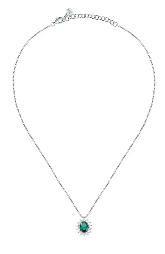Morellato Elegantní stříbrný náhrdelník se zeleným zirkonem Tesori SAIW280