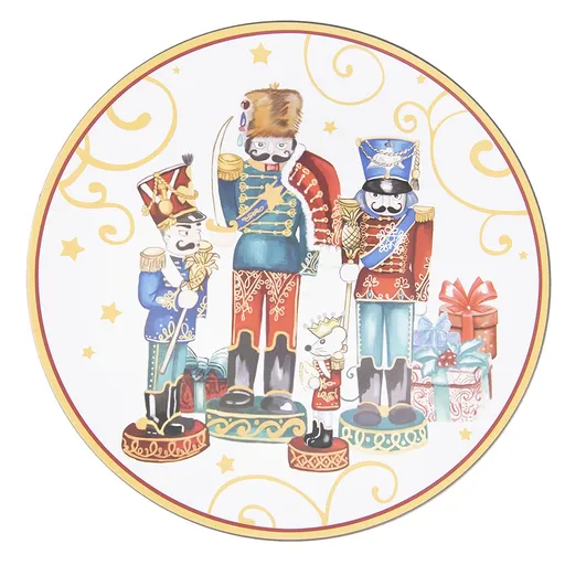 Plastový vánoční kulatý podnos/talíř s Louskáčky - Ø 40*1 cm Clayre & Eef