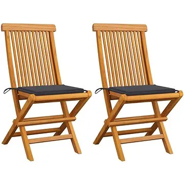 Zahradní židle s antracitovými poduškami 2 ks masivní teak, 3062460 (3062460)
