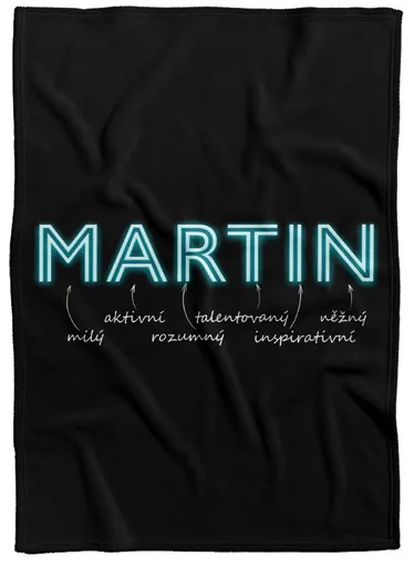 Deka Mužská jména – NEON (Jméno: Martin, Podšití beránkem: NE)