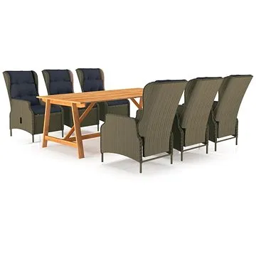 7dílný zahradní jídelní set hnědý, 3068843 (3068843)