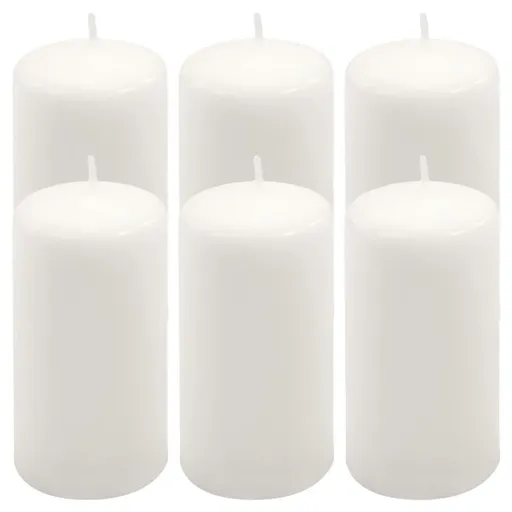 Bílá parafínová svíčka 11,5 cm, 30 h hoření, sada 6 ks