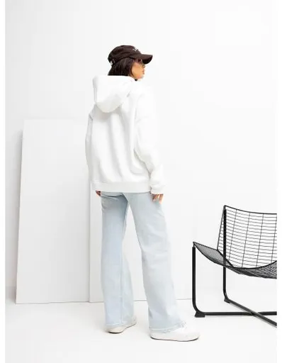 Ecru dámská mikina oversize s kapucí RUE PARIS