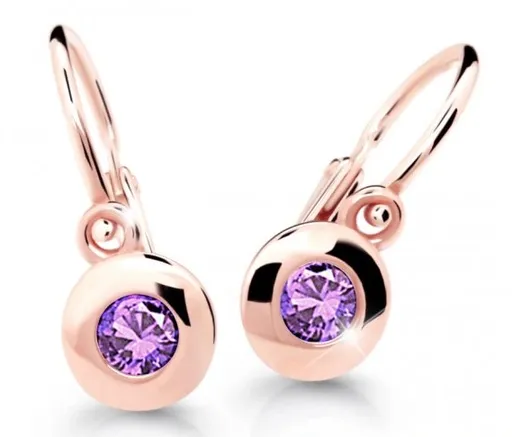Cutie Jewellery Dětské náušnice z růžového zlata C2589-10-X-4 fialová