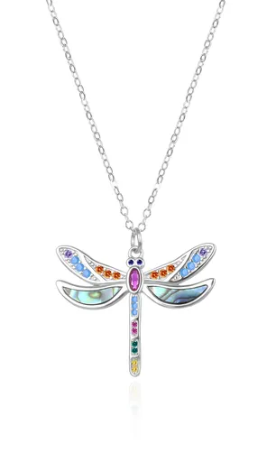 Agato Stříbrný náhrdelník Vážka s barevnými zirkony AGT-N040C (řetízek, přívěsek)