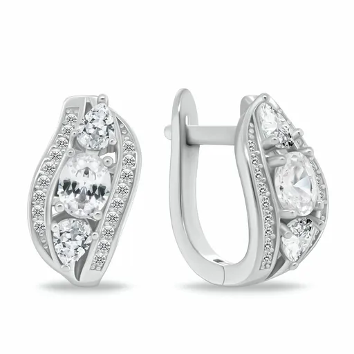Brilio Silver Luxusní stříbrné náušnice se zirkony EA1180W