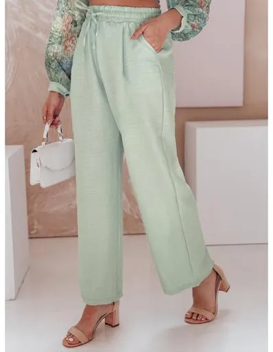 Dámské kalhoty se širokými nohavicemi MILLIVIO zelené